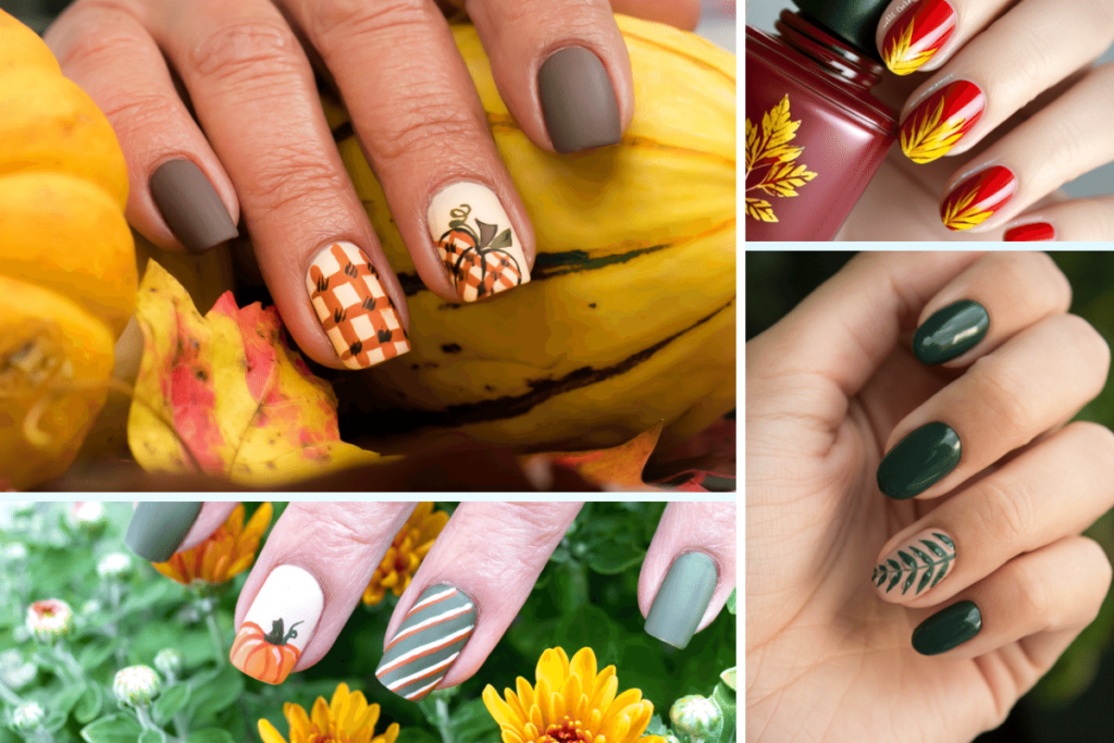 Pumpkin & Leaf nail art